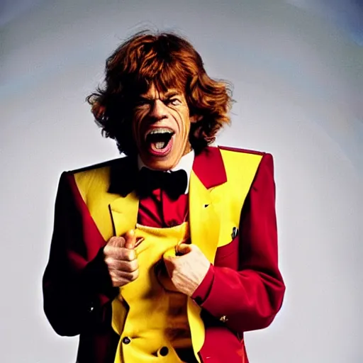 Prompt: mick jagger as ronald mcdonald