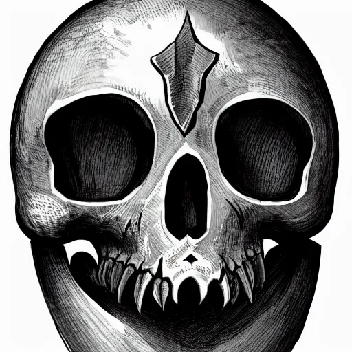 Prompt: medieval helmet in the shape of a demon skull, epic, illustration, artsation, 4 k