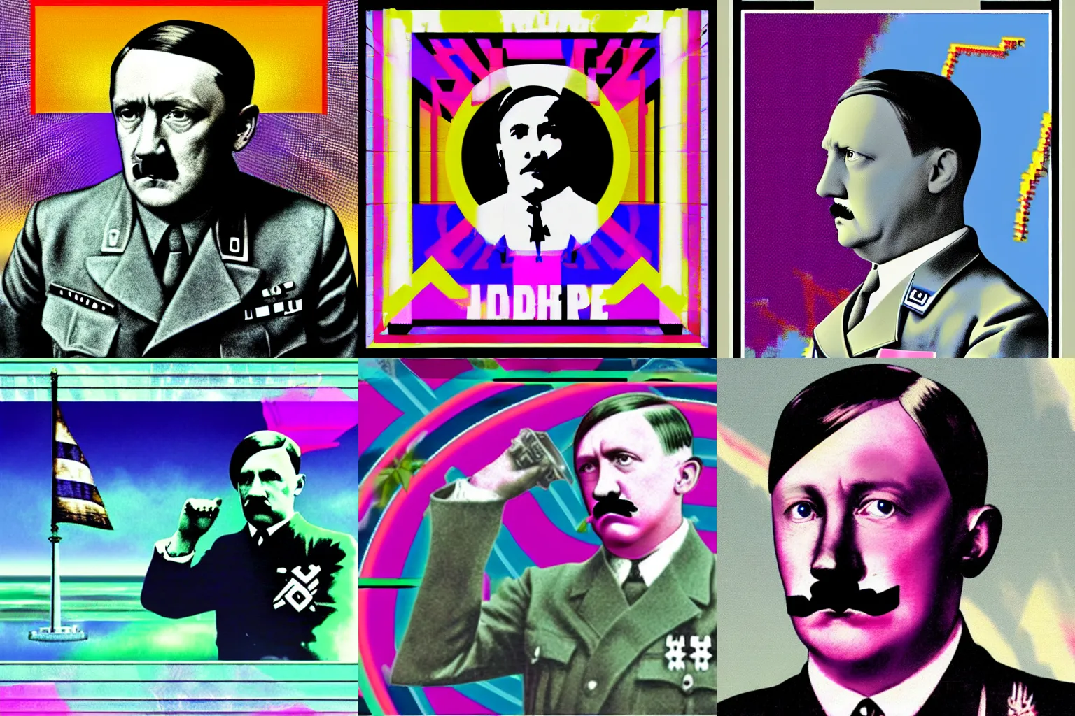 Prompt: Adolf hitler vaporwave