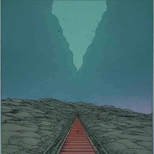 Prompt: road to nowhere, moebius