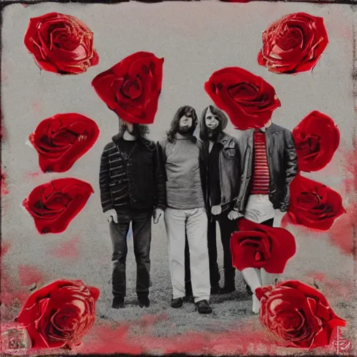 Prompt: album cover of a indie rock band, red rose, album cover art