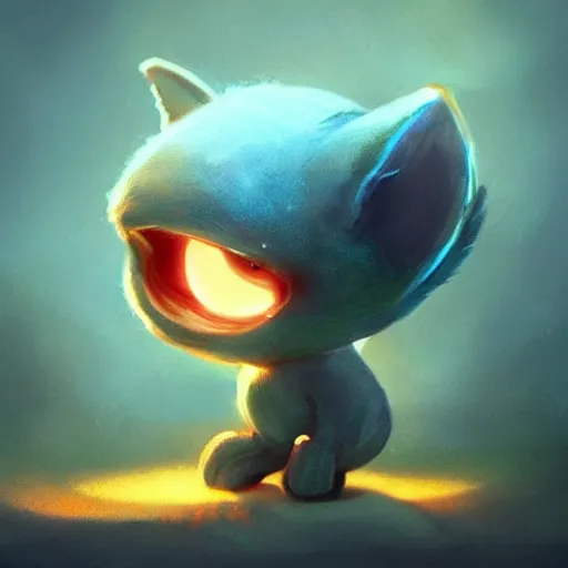 Image similar to adorable glowing creature, trending on artstation, cute, big eyes, matte painting, concept art, pixar, disney, highly detailed, cinematic composition, unreal engine