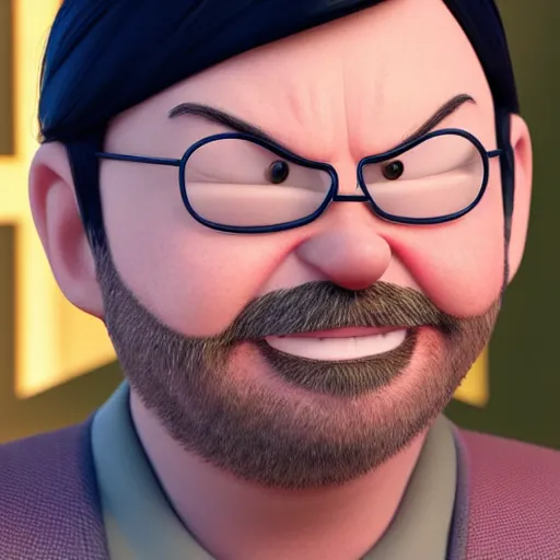 Image similar to ricky gervais as a pixar disney character from up ( 2 0 0 9 ), unreal engine, octane render, 3 d render, photorealistic