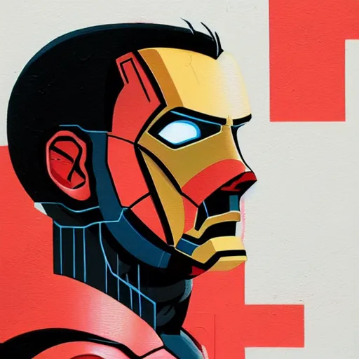 Prompt: Iron Man profile picture by Sachin Teng, asymmetrical, Organic Painting , Matte Painting, geometric shapes, hard edges, graffiti, street art:2 by Sachin Teng:4