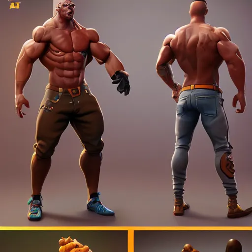 Image similar to bodybuilder jonesy from fortnite, au naturel, hyper detailed, digital art, trending in artstation, cinematic lighting, studio quality, smooth render, unreal engine 5 rendered, octane rendered, art style by klimt and nixeu and ian sprigger and wlop and krenz cushart