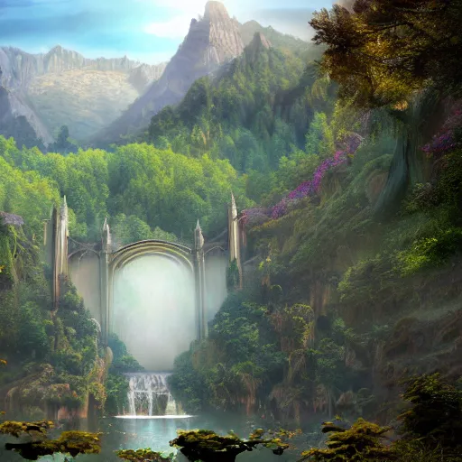 Prompt: Matte painting of Rivendell 4K