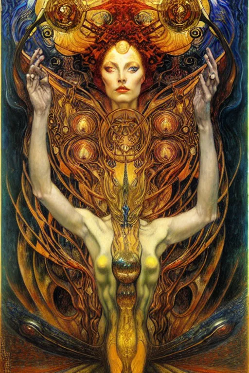 Image similar to Divine Chaos Engine by Karol Bak, Jean Delville, William Blake, Gustav Klimt, and Vincent Van Gogh, symbolist, visionary