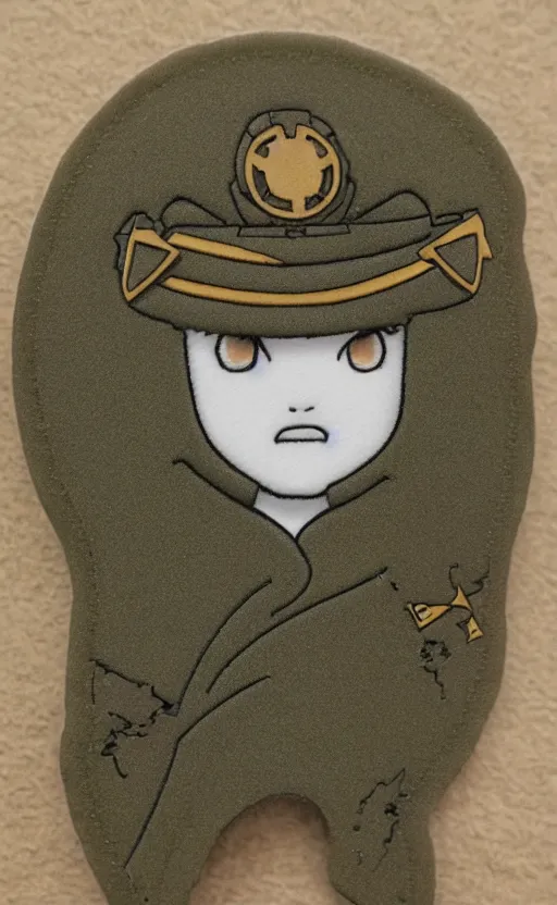 Image similar to girl, by masashi kishimoto, photo of silicone patch, insignia, soldier clothing, military gear