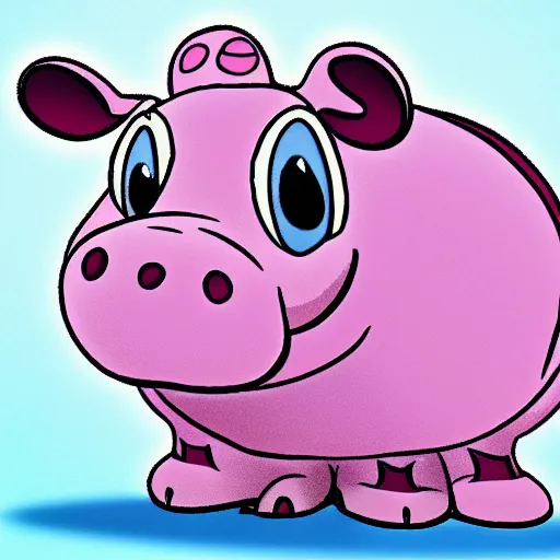 Prompt: disney cartoon hippo with googly eyes, detailed, hd