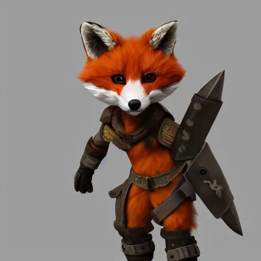 Prompt: a cute!!!! furry fox soldier, with cute friendly eyes, standing on a battlefield, color war photo, highly detailed, octane render, trending on artstation.