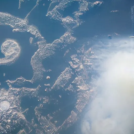 Image similar to giant kaiju seem from the international space station