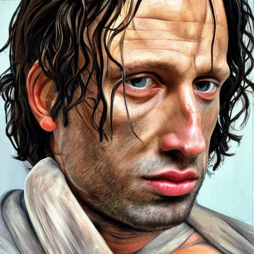 Image similar to high quality high detail painting by lucian freud, hd, aragorn from lord of the rings