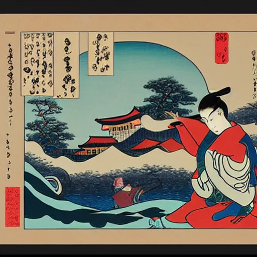 Image similar to ukiyo - e art of hong kong