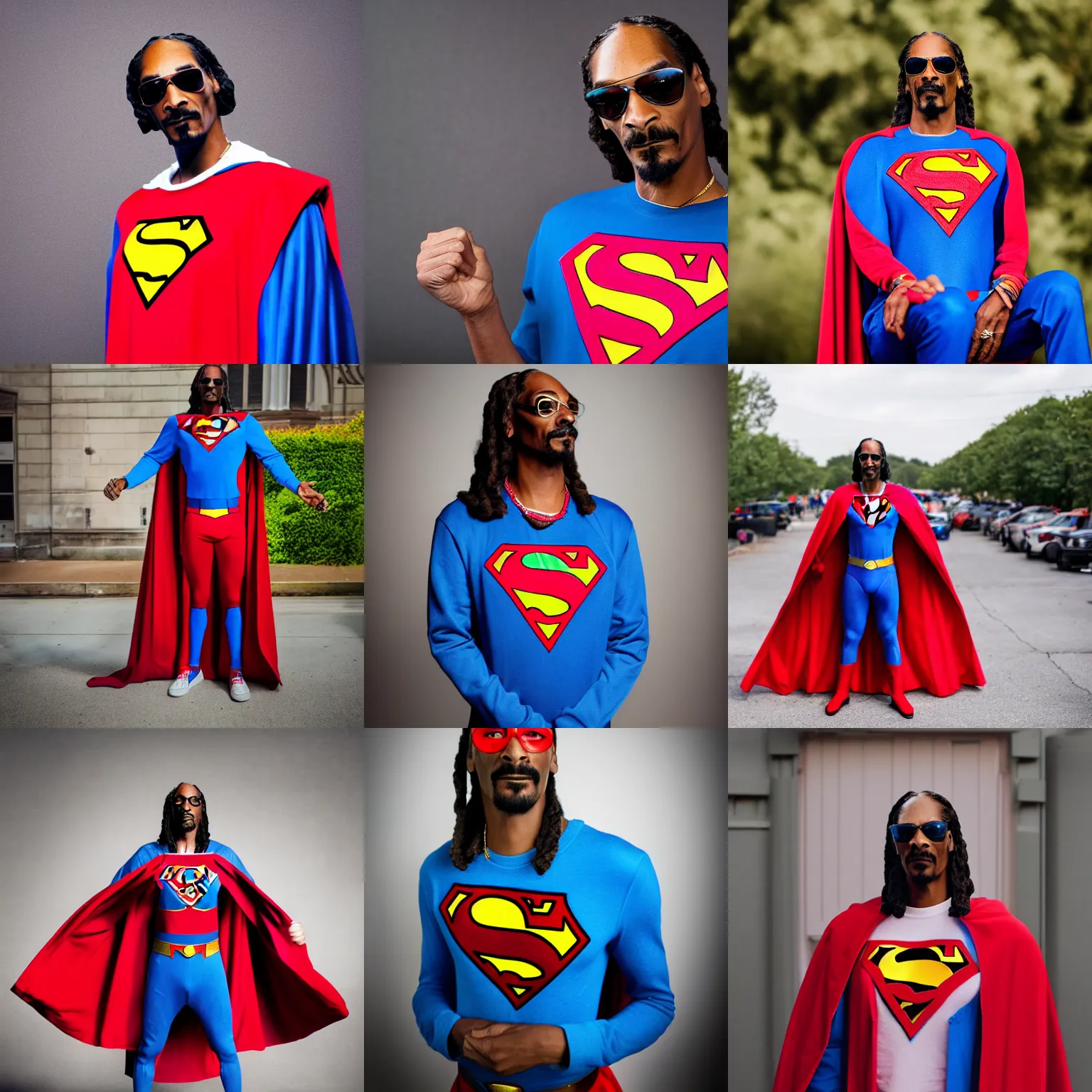 Prompt: snoop Dogg as superman, 85 mm,
