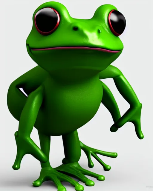 Image similar to full body 3d render of Frog as a funko pop, studio lighting, white background, blender, trending on artstation, 8k, highly detailed