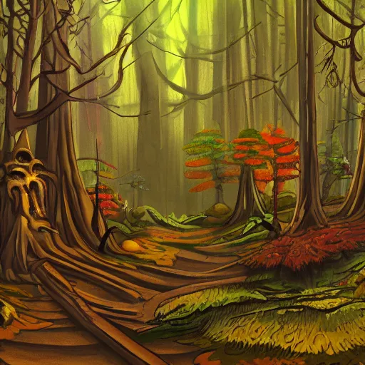 Prompt: a gritty painting of a steampunk forest, seppia colors, low tones, high energy