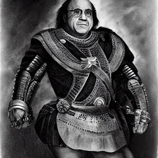 Image similar to portrait of Danny DeVito as a Spanish conquistador