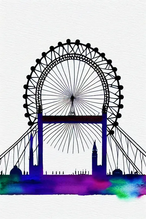 Prompt: minimalist watercolor art of london eye, illustration, vector art