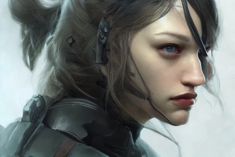 Image similar to A portrait of a Kat Dennings as a Quiet from Metal Gear by Ruan Jia and Mandy Jurgens and Artgerm and william-adolphe bouguerea, highly detailed, trending on artstation, award winning, H 768