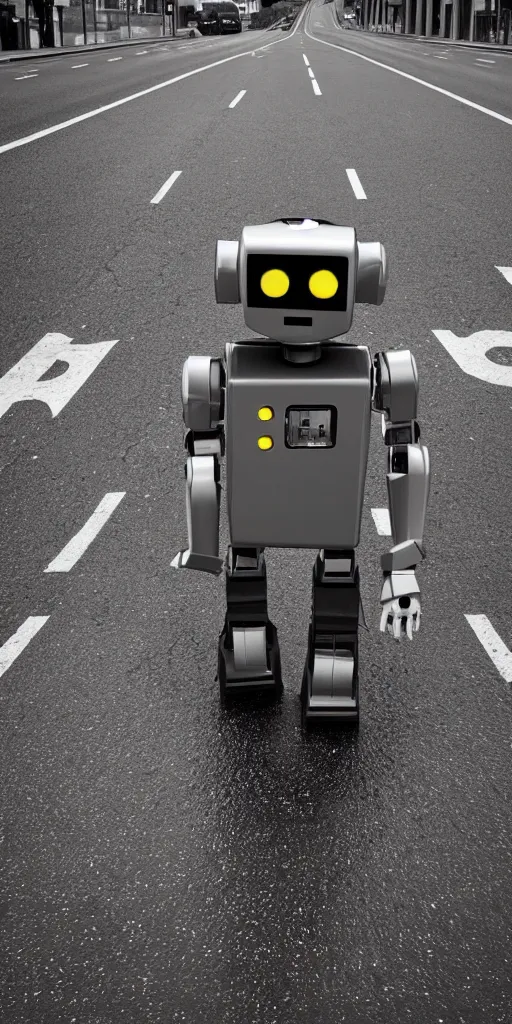 Image similar to robot on the road, city, photo, rain,