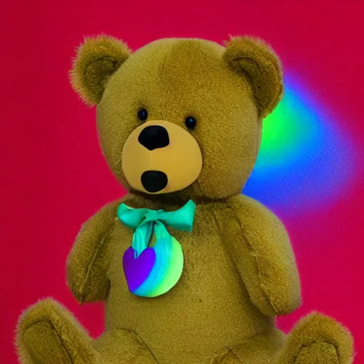 Prompt: teddy bear vomiting rainbow, photorealistic