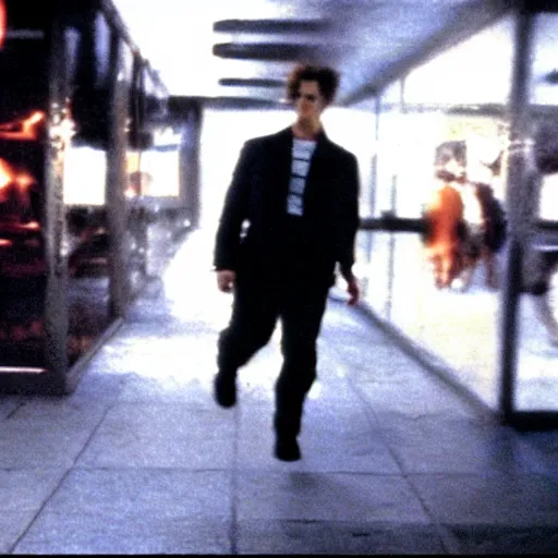 Image similar to joaquin phoenix in the street, in fight club film still cinematography by david fincher