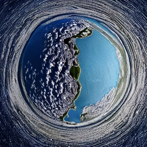 Prompt: the edge of the flat earth, national geographic photograph