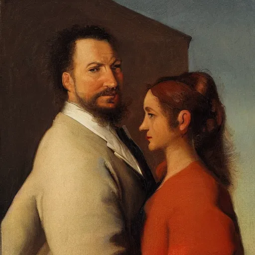 Image similar to portrait of a man in profile, woman