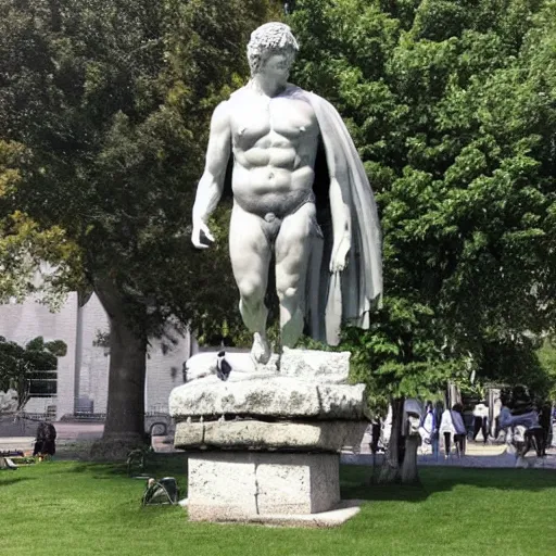 Prompt: giant roman statue of bernie sanders