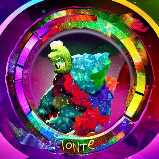 Image similar to rainbow! gem! crystal! monster, 8 k, hd