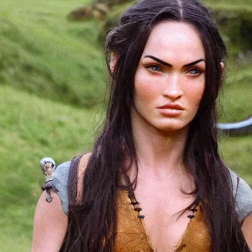 Prompt: a hobbit that looks like megan fox