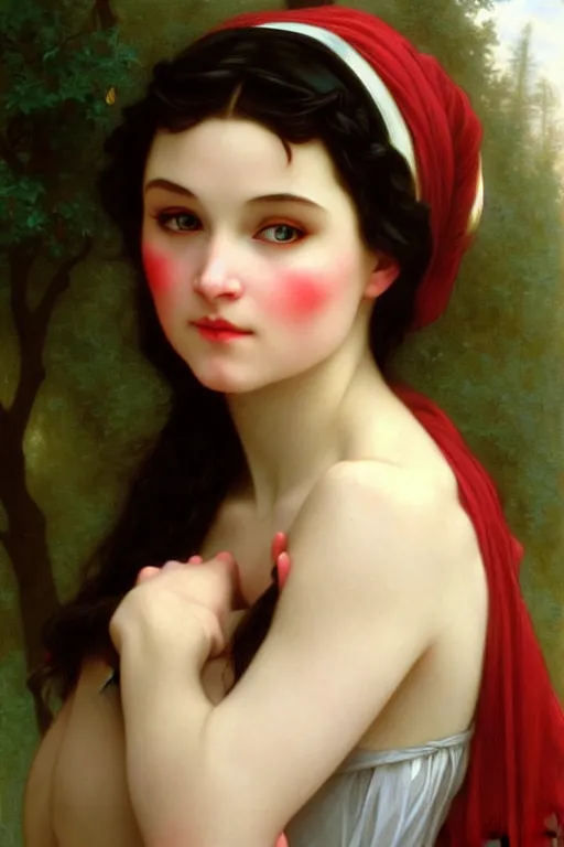 Image similar to snow white, painting by bouguereau, detailed art, artstation