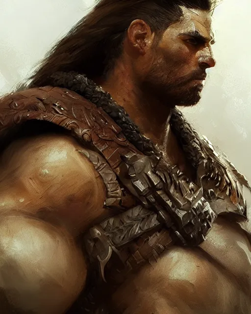 Prompt: Barbarian warrior, handsome, portrait, intricate, detailed, volumetric lighting, scenery, digital painting, highly detailed, artstation, sharp focus, illustration, concept art, ruan jia, steve mccurry