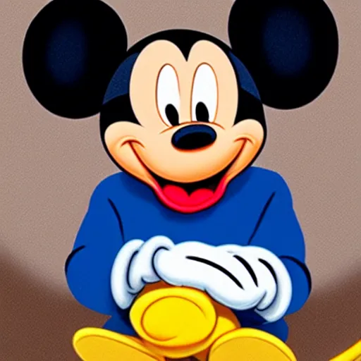 Image similar to Mickey mouse eating a duck while donald duck watches