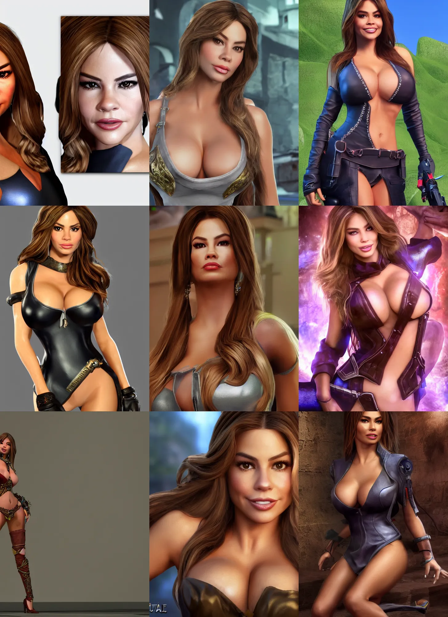 Prompt: Sofia Vergara as a video game character, digital art, unreal engine, unreal engine render, blender render, render, 4k, coherent