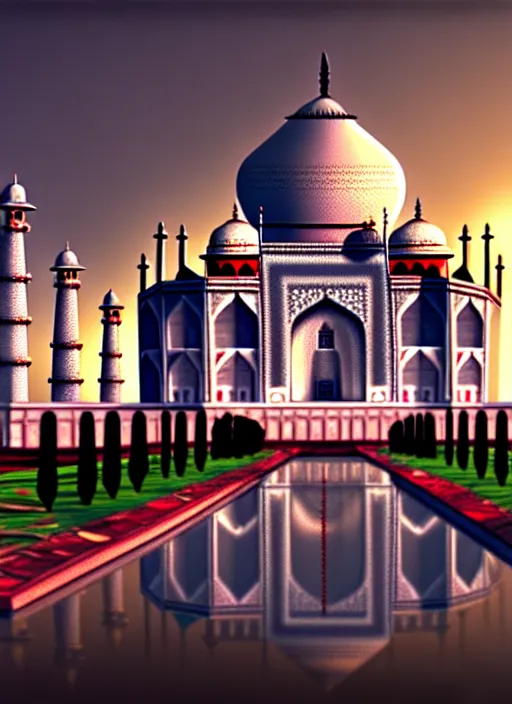 Image similar to destroyed taj mahal, hyperdetailed, artstation, cgsociety, 8 k ultra hd