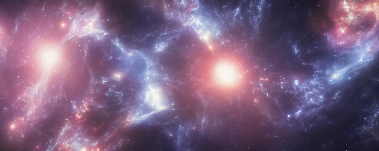 Image similar to movie still, thin horizontal nebula, a dark epic galaxy, space scene, dark scifi, unreal engine, octane render, detailed and intricate, global illumination, volumetric lighting, hubble telescope images, james webb telescope images, houdini fluid simulation, detailed and intricate environment