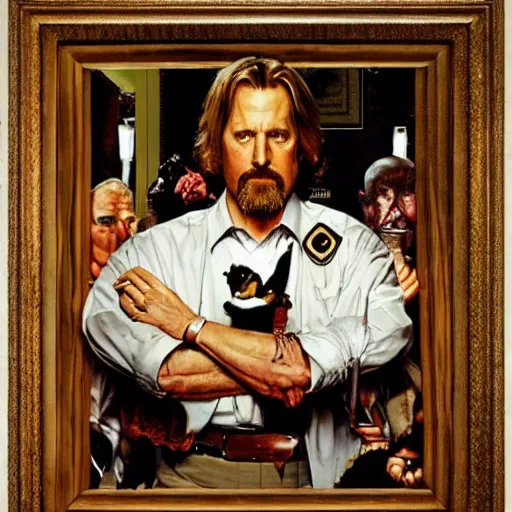 Prompt: The Big Lebowski portrait by norman Rockwell, epic