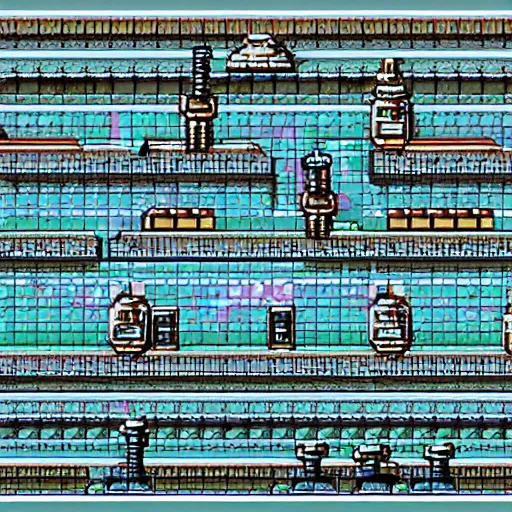 Image similar to a tilemap of a xenomorphic cyberpunk environment for a metroidvania sega genesis game, by xpqzl