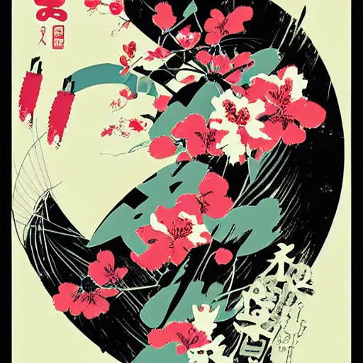 Image similar to japanese digital illustration poster, pinterest,