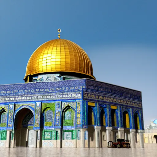 Image similar to Dome of the Rock Cinematic, ultra-detailed, ultra-realistic, realism, ambient light