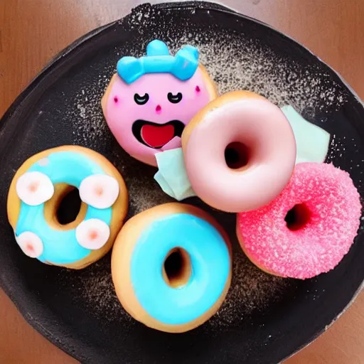 Prompt: kawaii donuts made from 90% water