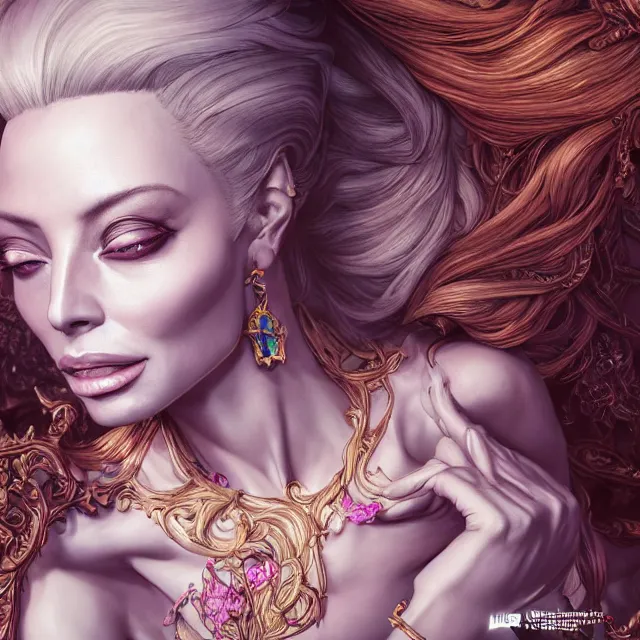 Image similar to the portrait of isabelledeltore as an absurdly beautiful, graceful, elegant, sophisticated, an ultrafine hyperdetailed illustration by kim jung gi, irakli nadar, intricate linework, bright colors, octopath traveler, final fantasy, unreal engine 5 highly rendered, global illumination, radiant light, detailed and intricate environment