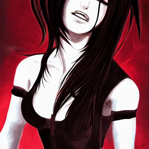 Image similar to head and shoulders artwork of tifa lockhart, trending on artstartion