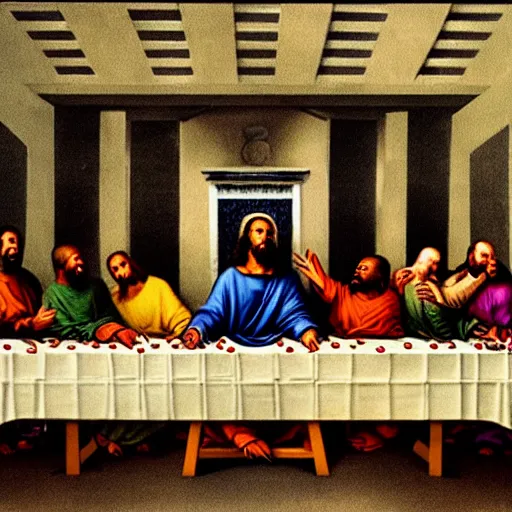 Image similar to Kanye West in the Last Supper painting