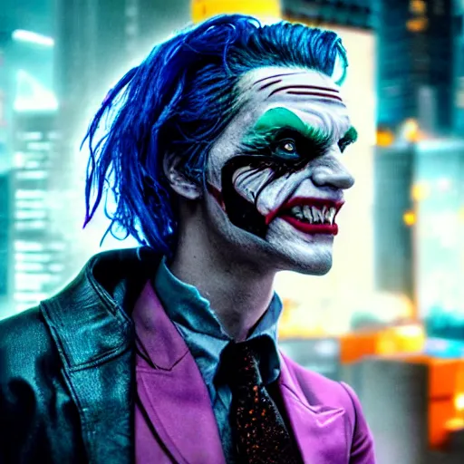 Image similar to Cyberpunk Joker, Film Still