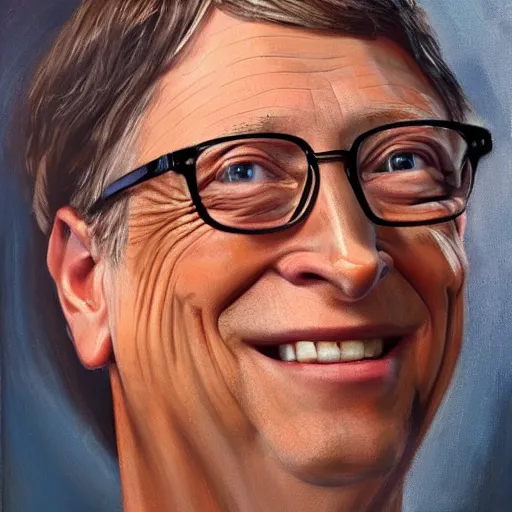 Image similar to Bill Gates as The Girl with an earring, oil portrait