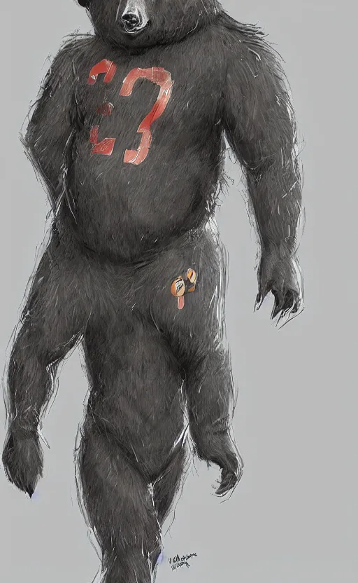 Prompt: portrait of full body bear wearing a soccer suit, digital art, concept art, highly detailed.