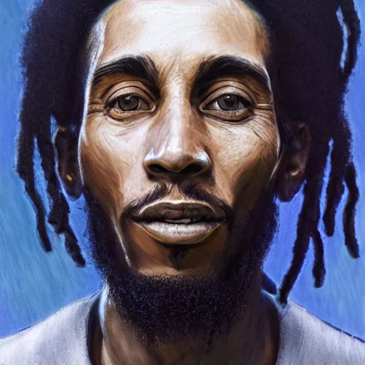 Image similar to portrait of bob marley, natural, hyper detailed, digital art, trending in artstation, cinematic lighting, studio quality, smooth render, unreal engine 5 rendered, octane rendered, art style by degas, john singer sergant