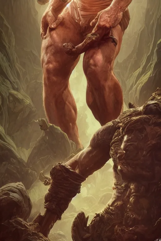 Image similar to portrait of mark zuckerberg as a hulking herculean demon, forest, godlike, full body, fantasy, intricate, elegant, highly detailed, digital painting, artstation, concept art, sharp focus, illustration, art by artgerm and greg rutkowski and alphonse mucha